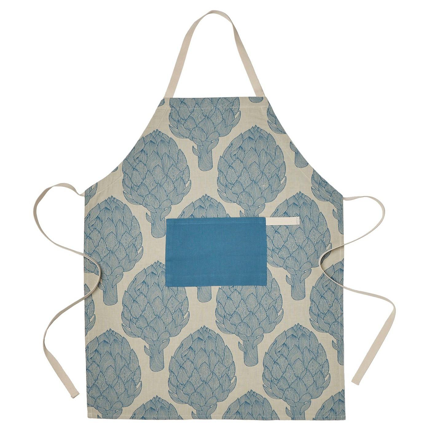 Aprons |  Apron, Patterned Blue/Light Beige, Aprons Aprons