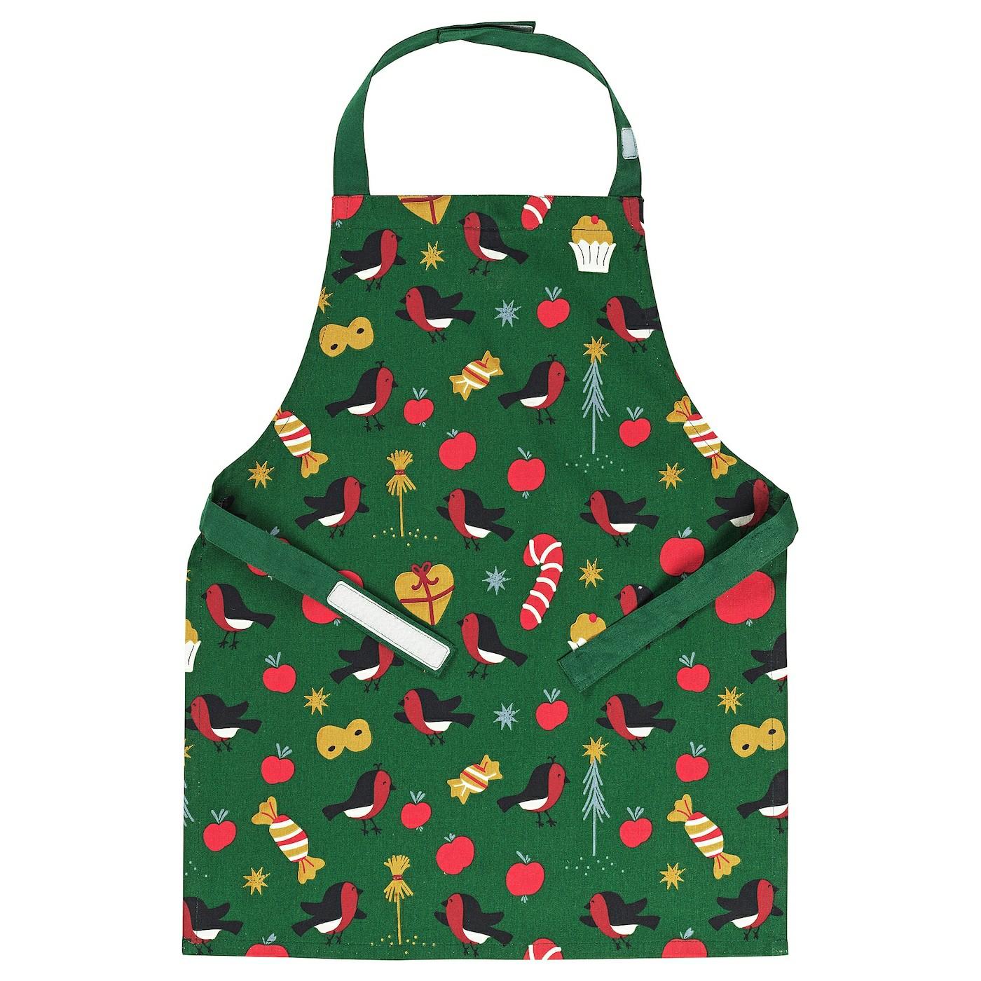 Aprons |  Children’s Apron, Bird Pattern Green, Aprons Aprons