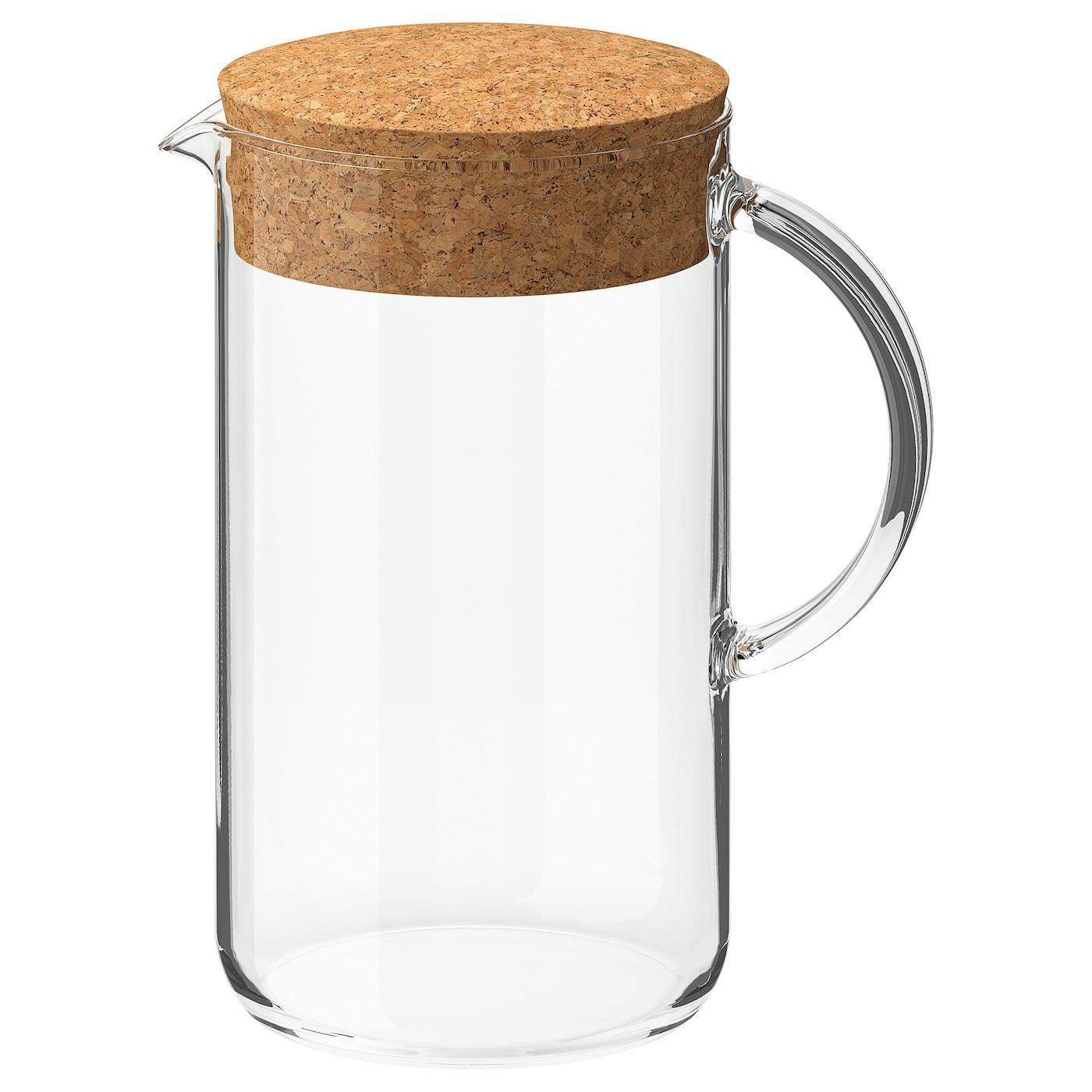 Pitchers & Carafes |  Pitcher With Lid, Clear Glass/Cork, Drinkware Pitchers & Carafes